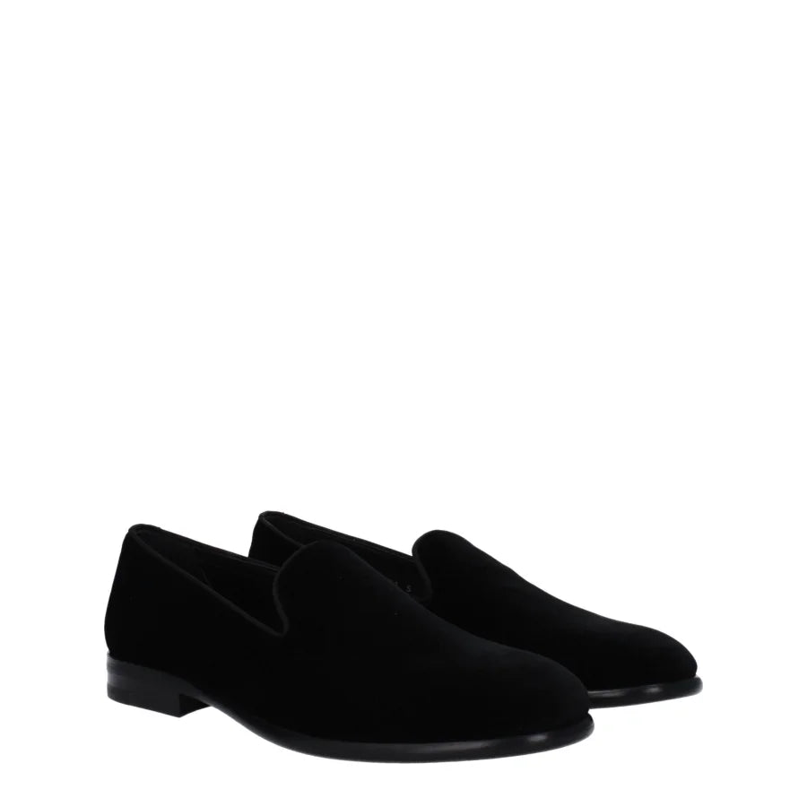 Dolce & Gabbana Black Velvet Slip-On Loafers