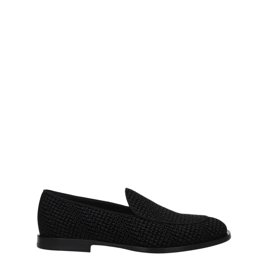 Dolce & Gabbana Black Velvet Slip-On Loafers