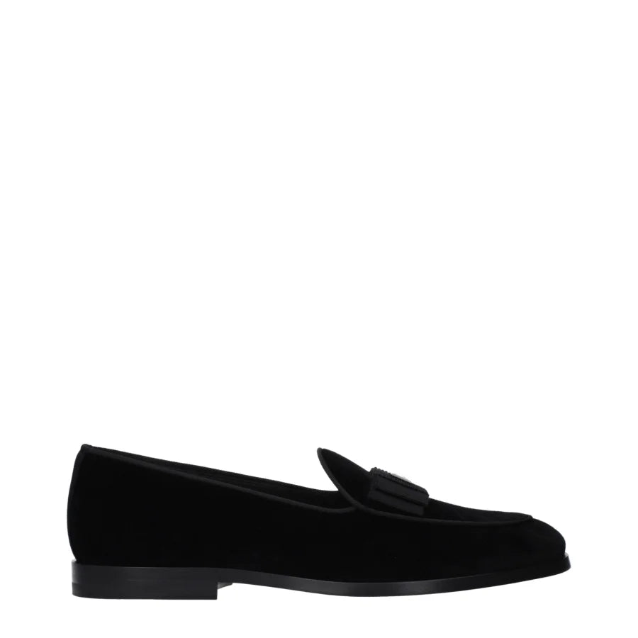 Dolce & Gabbana Black Velvet Slip-On Loafers