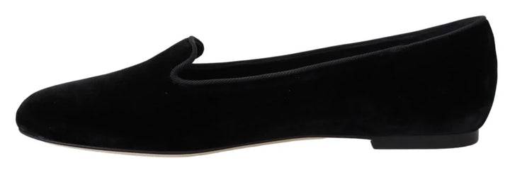 Dolce &amp; Gabbana Black Velvet Slip Ons Loafers Flats Shoes