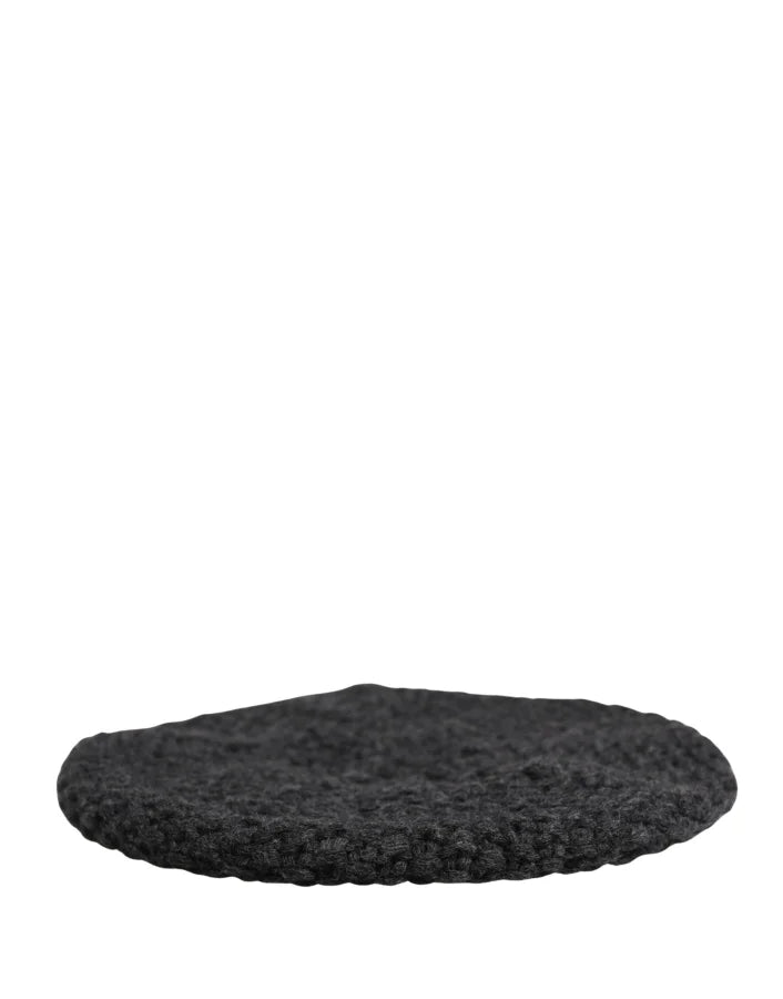 Dolce & Gabbana Black Virgin Wool Knitted Winter Beret Hat
