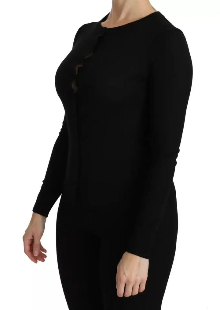 Dolce &amp; Gabbana Black Virgin Wool Long Sleeve Top Blouse