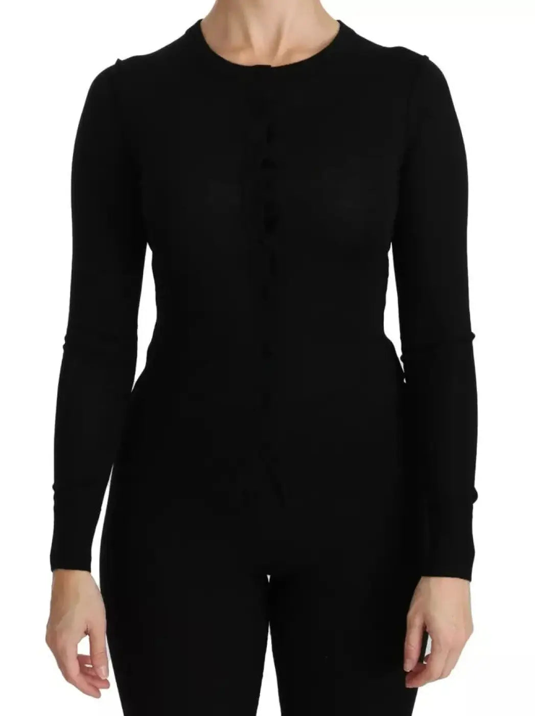 Dolce &amp; Gabbana Black Virgin Wool Long Sleeve Top Blouse