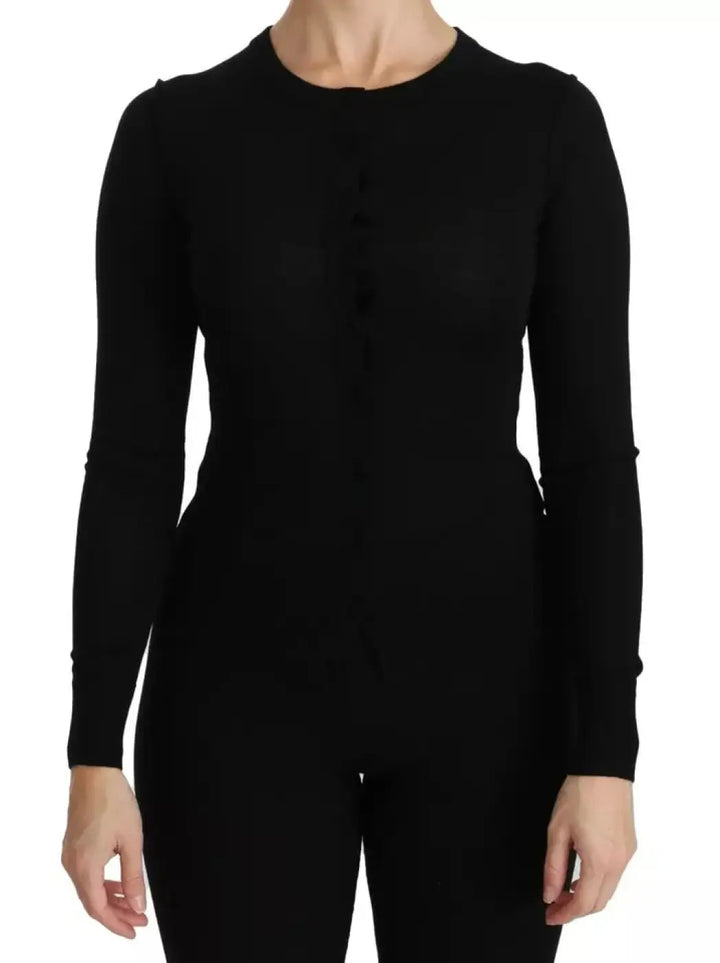 Dolce &amp; Gabbana Black Virgin Wool Long Sleeve Top Blouse