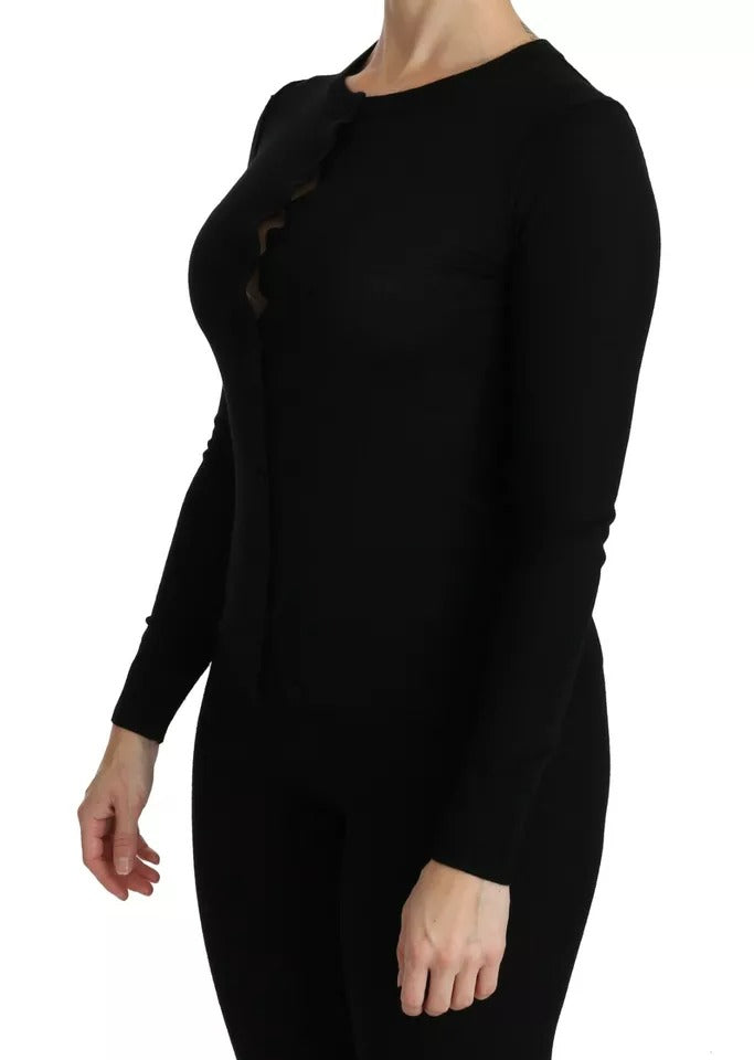Dolce &amp; Gabbana Blouses - Women’s Black Virgin Wool Long Sleeve Top Blouse