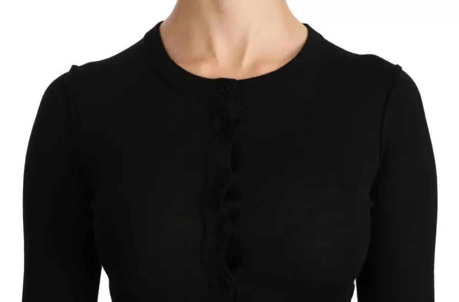 Dolce &amp; Gabbana Black Virgin Wool Long Sleeve Top Blouse