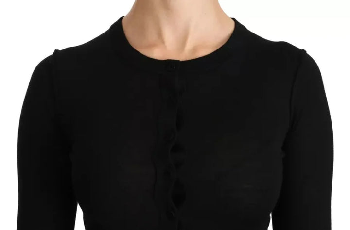 Dolce &amp; Gabbana Black Virgin Wool Long Sleeve Top Blouse