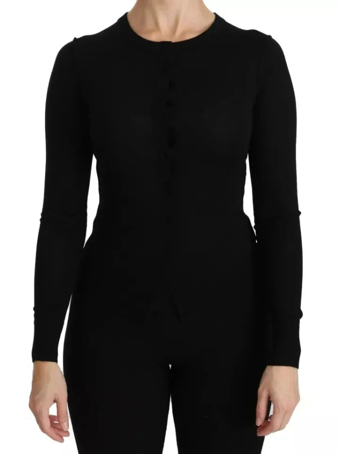 Dolce &amp; Gabbana Black Virgin Wool Long Sleeve Top Blouse