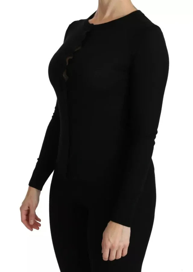 Dolce &amp; Gabbana Black Virgin Wool Long Sleeve Top Blouse