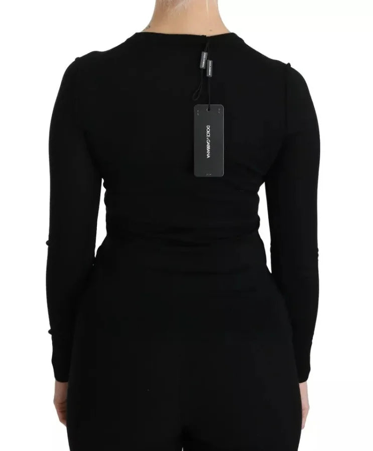 Dolce &amp; Gabbana Black Virgin Wool Long Sleeve Top Blouse