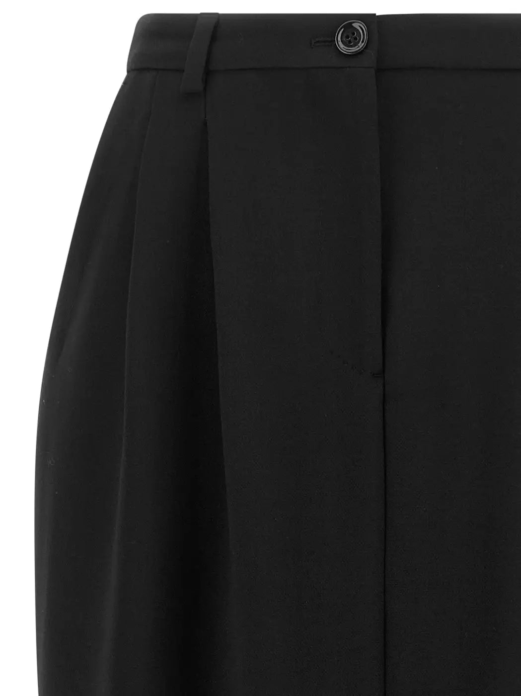 Dolce &amp; Gabbana Black Virgin Wool Midi Skirt