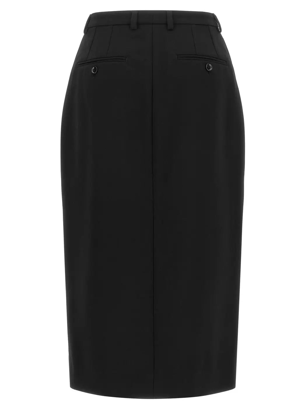 Dolce &amp; Gabbana Black Virgin Wool Midi Skirt