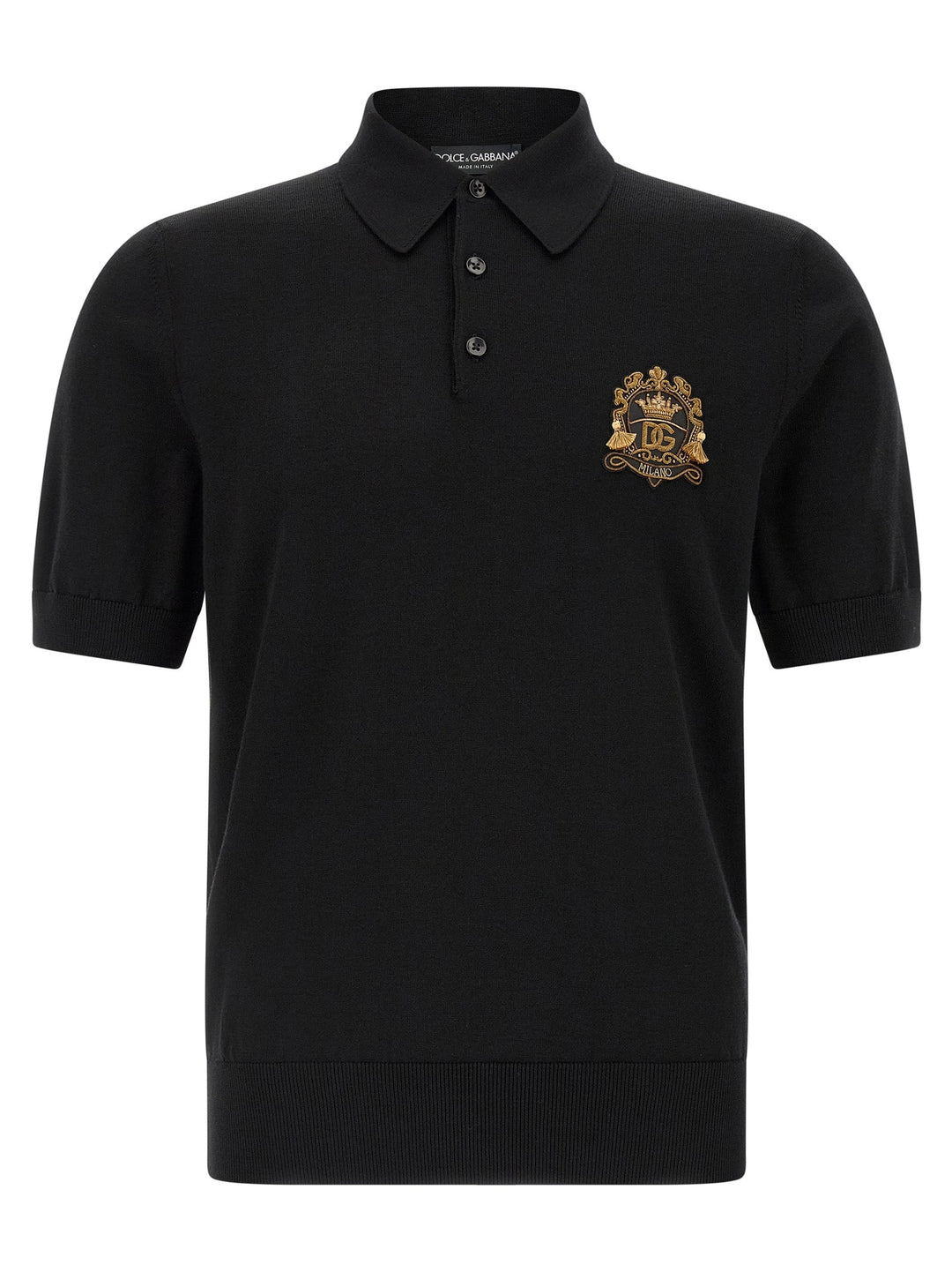 Dolce & Gabbana Black Virgin Wool Polo Shirt