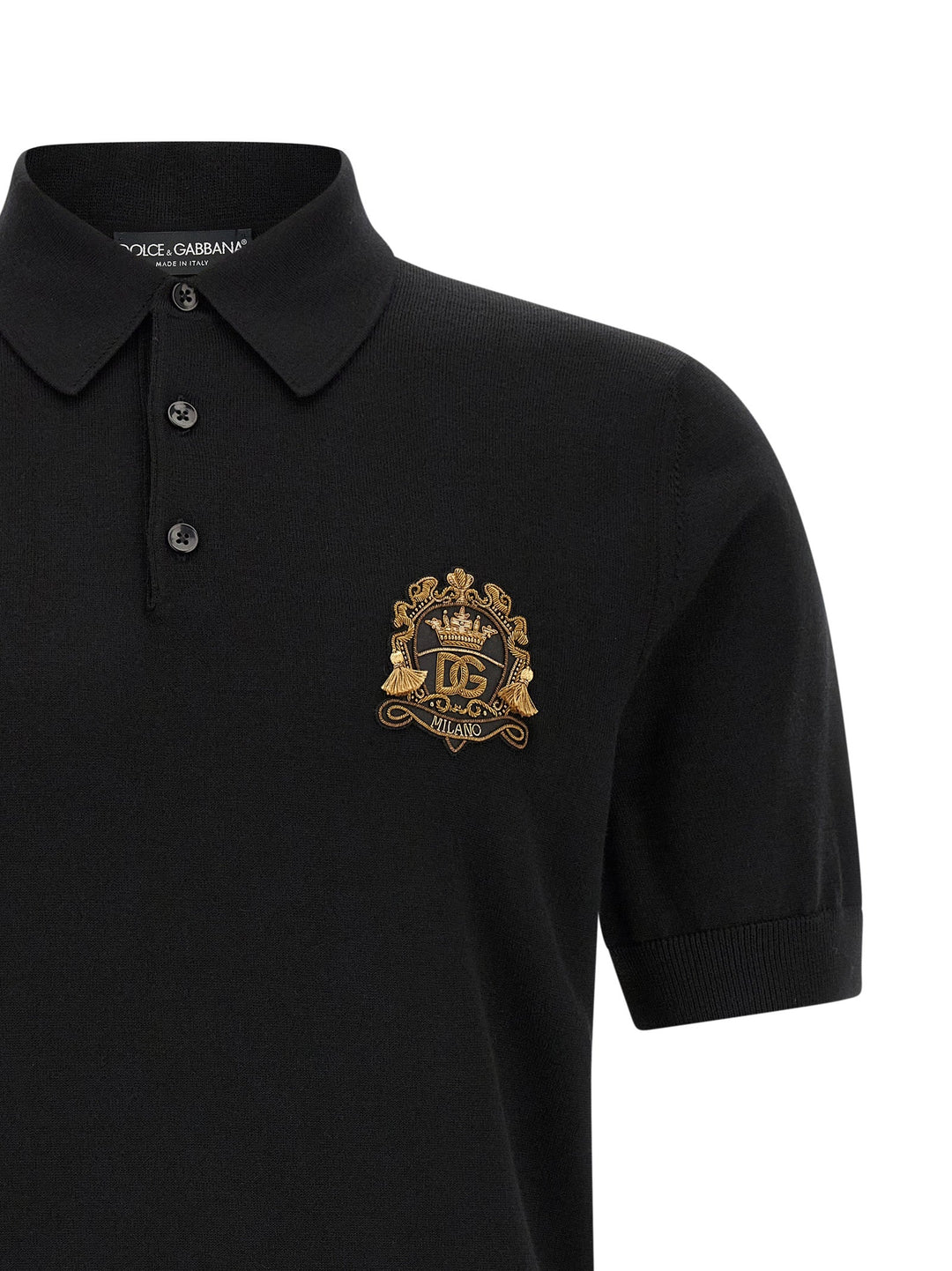 Dolce &amp; Gabbana Black Virgin Wool Polo Shirt