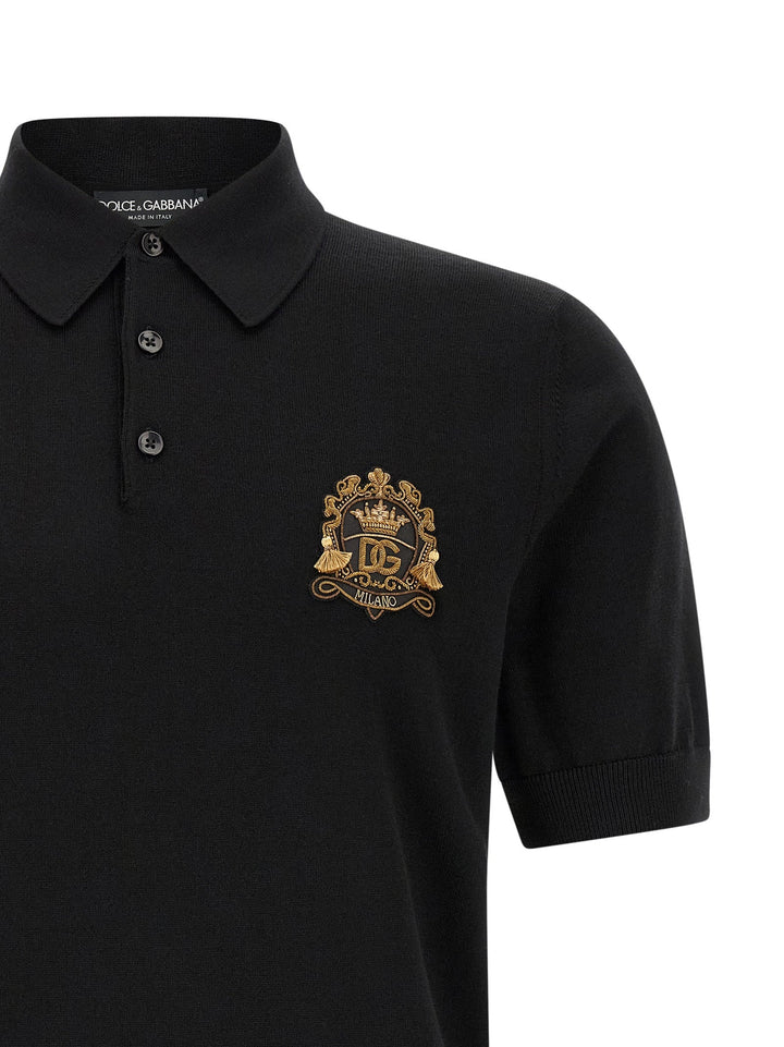 Dolce &amp; Gabbana Black Virgin Wool Polo Shirt