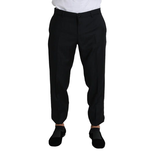 Dolce Gabbana Black Virgin Wool Skinny Cropped Dress Pants &