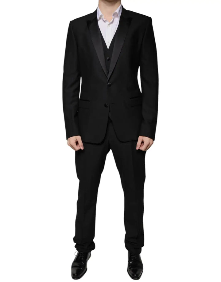 Dolce &amp; Gabbana Black Virgin Wool Tuxedo