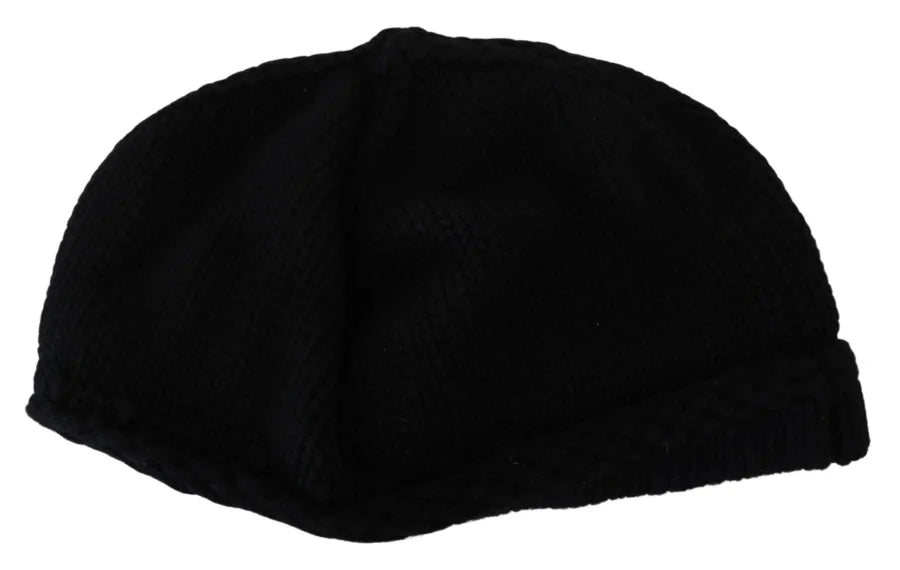 Dolce &amp; Gabbana Black Virgin Wool Women Winter Beanie Cap Hat
