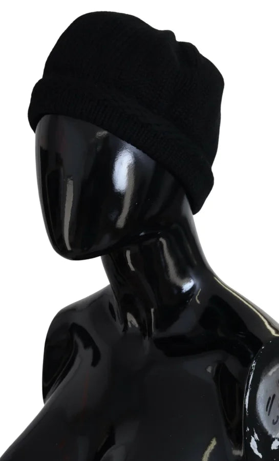 Dolce &amp; Gabbana Black Virgin Wool Women Winter Beanie Cap Hat