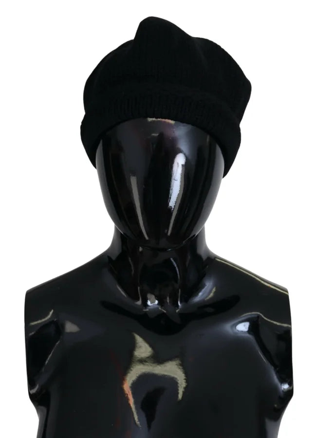 Dolce &amp; Gabbana Black Virgin Wool Women Winter Beanie Cap Hat