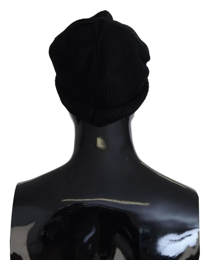 Dolce &amp; Gabbana Black Virgin Wool Women Winter Beanie Cap Hat