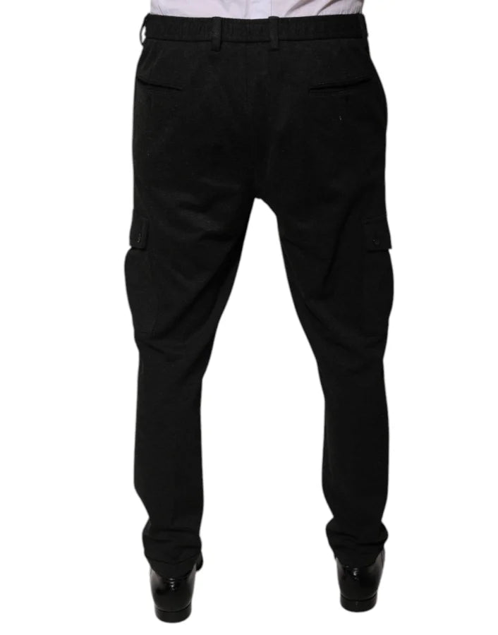 Dolce &amp; Gabbana Black Viscose Cargo Men Casual Pants