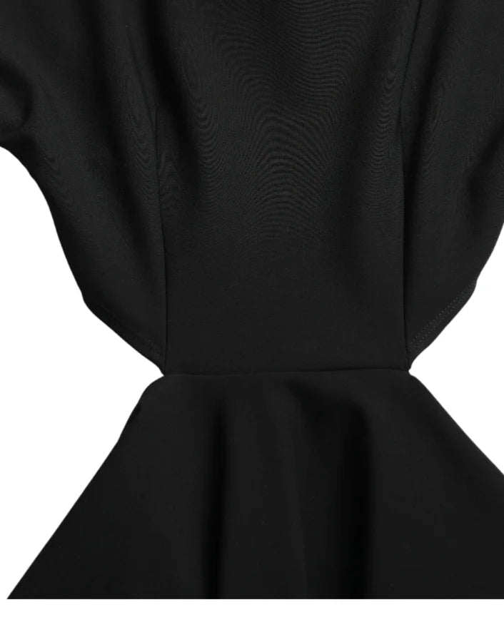 Dolce &amp; Gabbana Black Viscose Cut Out A-line Long Sleeves Mini Dress