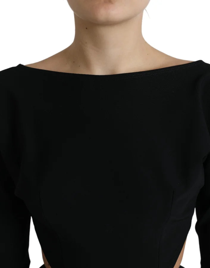 Dolce &amp; Gabbana Black Viscose Cut Out A-line Long Sleeves Mini Dress