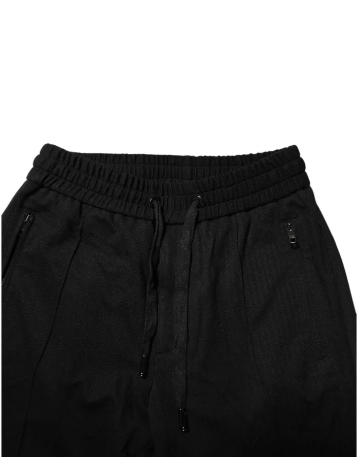 Dolce &amp; Gabbana Black Viscose Drawstring Men Jogger Pants