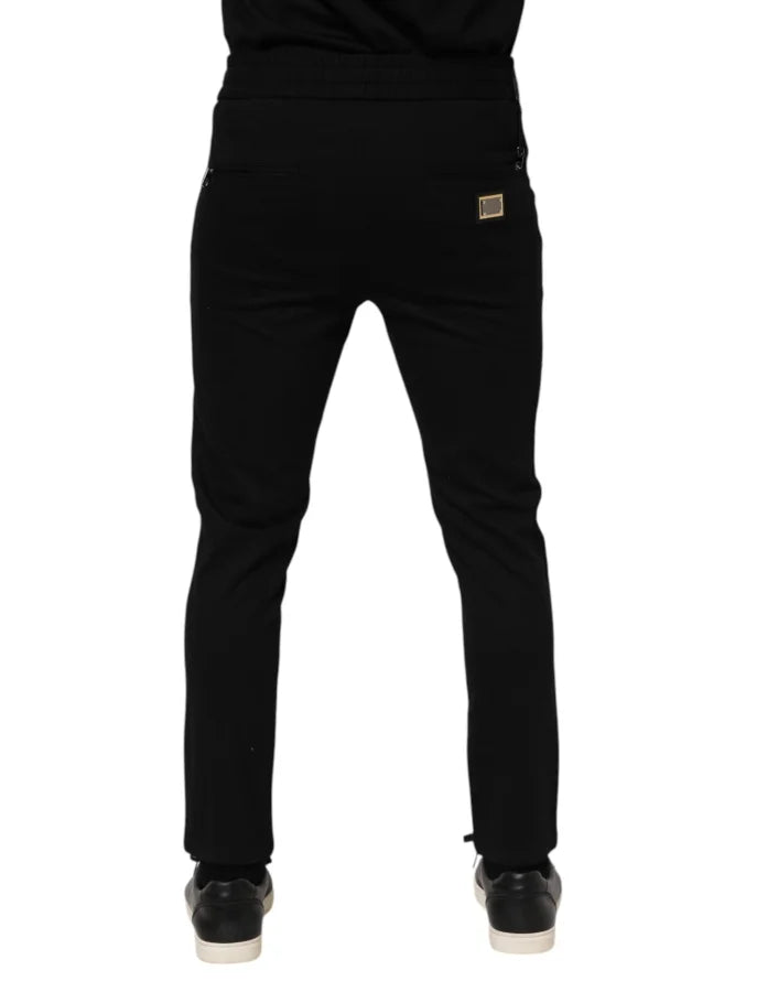 Dolce &amp; Gabbana Black Viscose Drawstring Men Jogger Pants