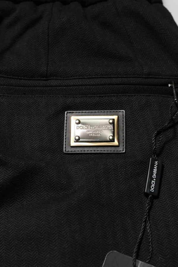 Dolce &amp; Gabbana Black Viscose Drawstring Men Jogger Pants