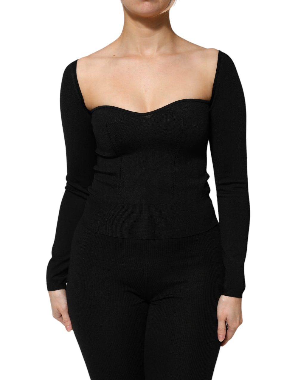 Dolce & Gabbana - Black Viscose Long Sleeve Pullover Blouse Top