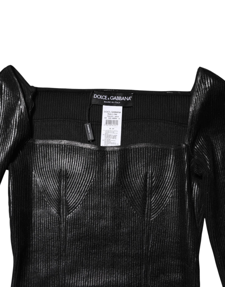 Dolce &amp; Gabbana - Black Viscose Long Sleeves Fitted Blouse Top