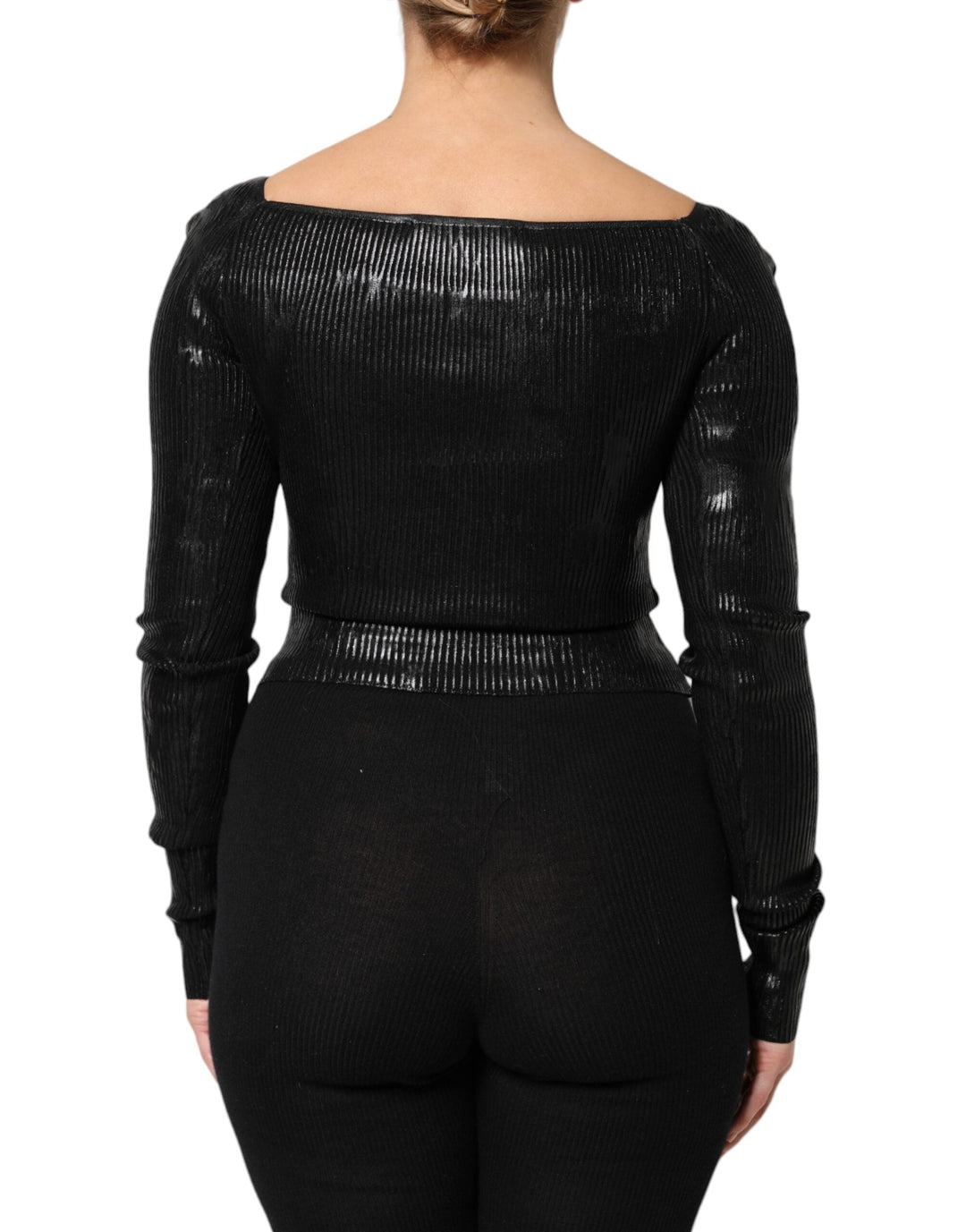 Dolce &amp; Gabbana - Black Viscose Long Sleeves Fitted Blouse Top