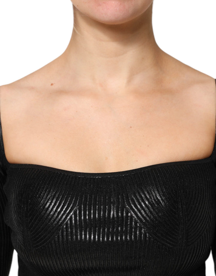 Dolce &amp; Gabbana - Black Viscose Long Sleeves Fitted Blouse Top