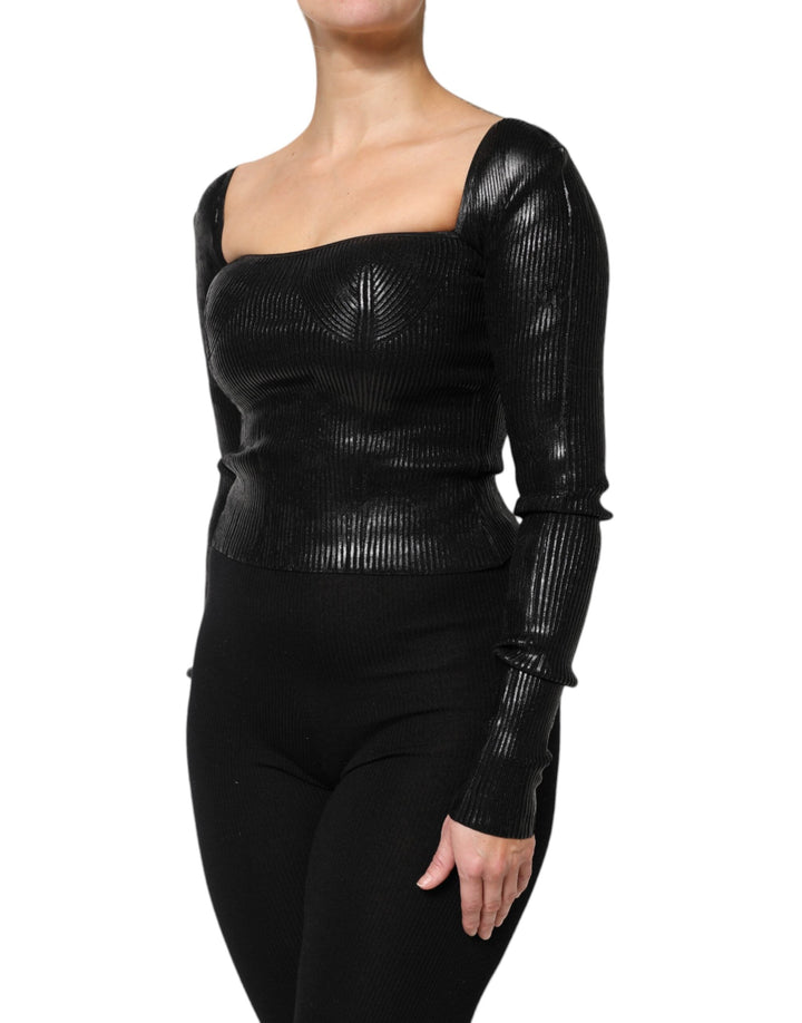 Dolce &amp; Gabbana - Black Viscose Long Sleeves Fitted Blouse Top