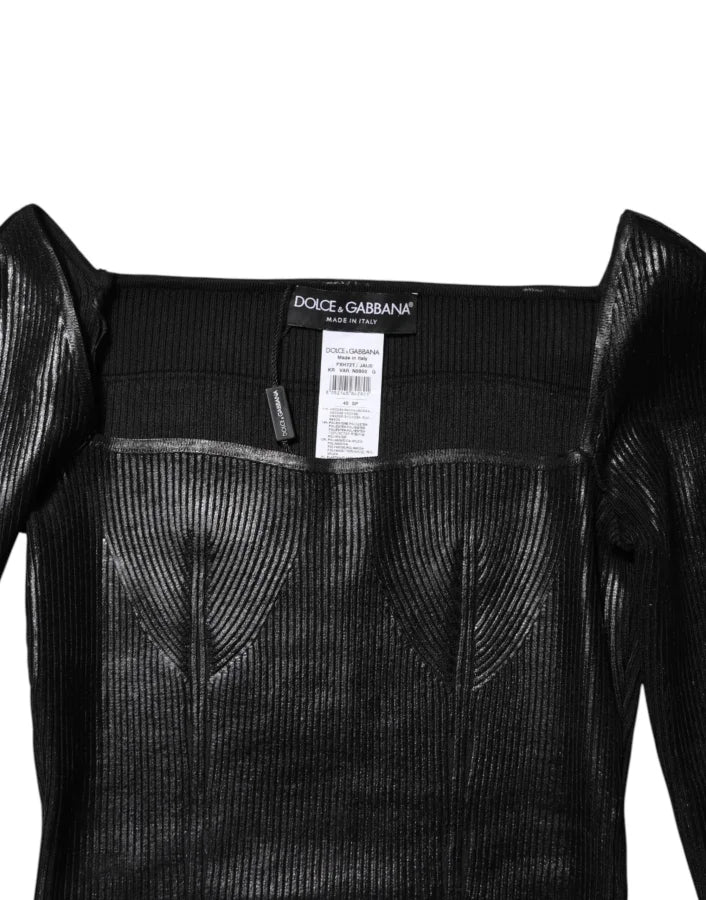 Dolce &amp; Gabbana Black Viscose Long Sleeves Fitted Blouse Top
