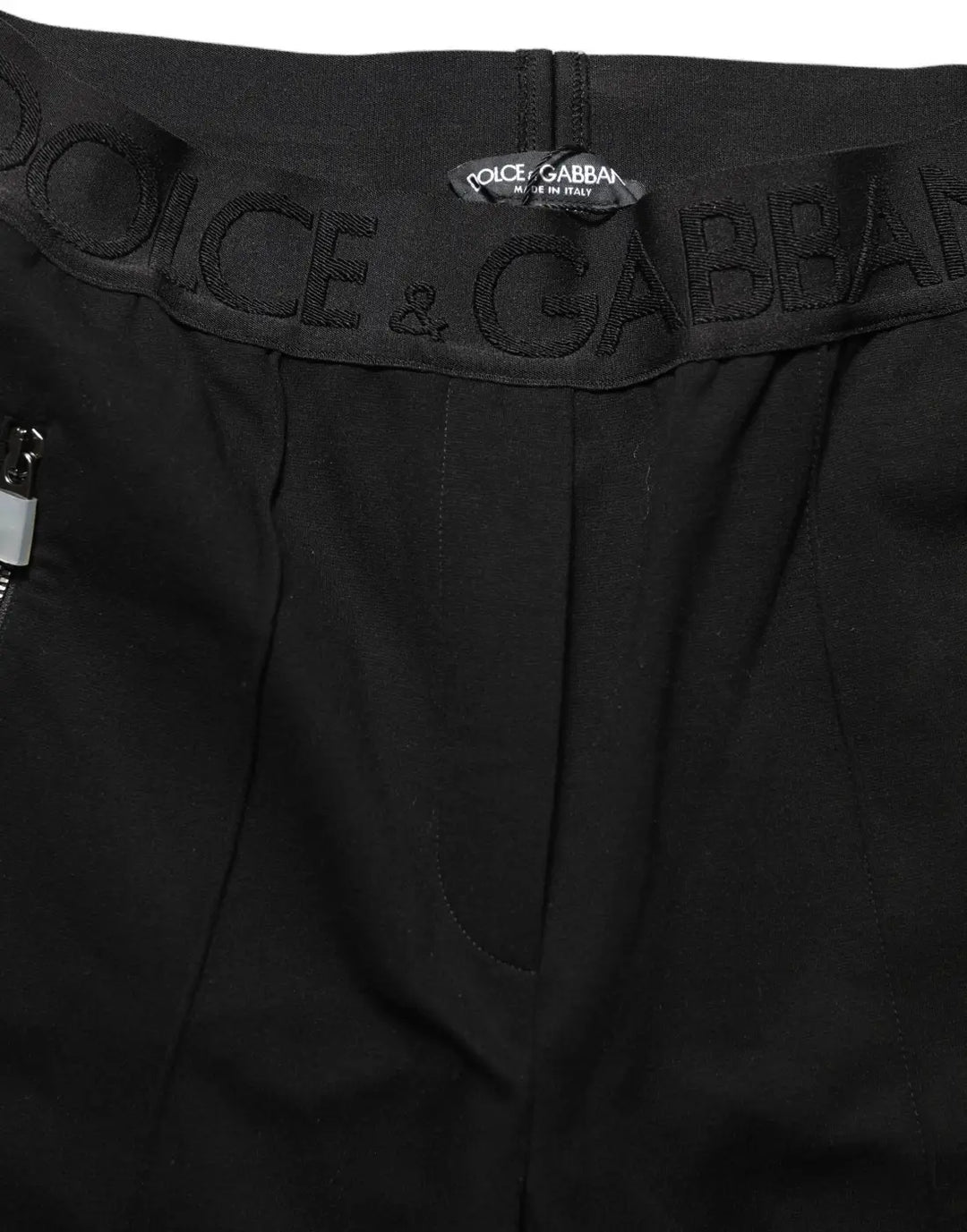 Dolce &amp; Gabbana Black Viscose Mid Waist Skinny Trouser Pants