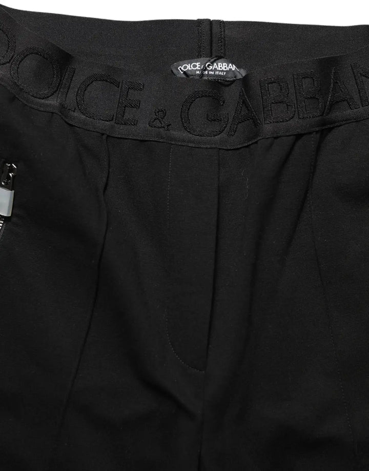 Dolce &amp; Gabbana Black Viscose Mid Waist Skinny Trouser Pants
