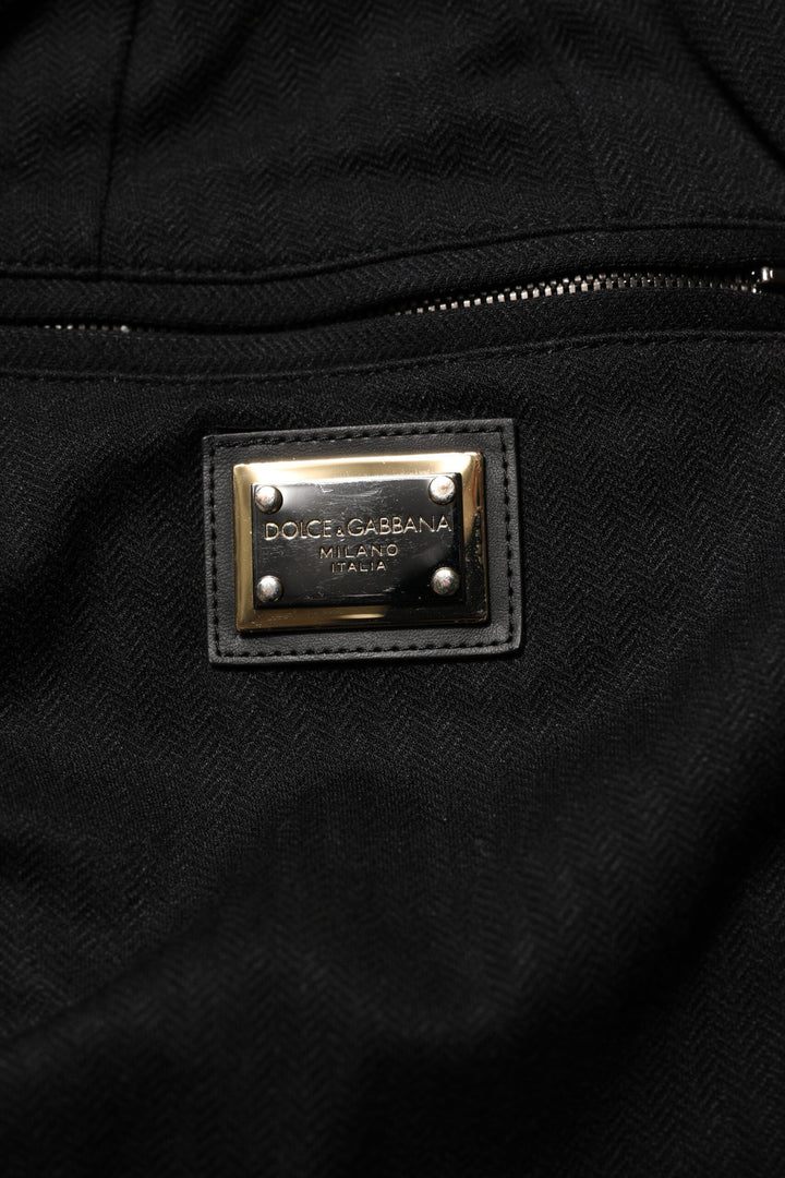 Dolce &amp; Gabbana Black Viscose Skinny Logo Men Jogger Pants