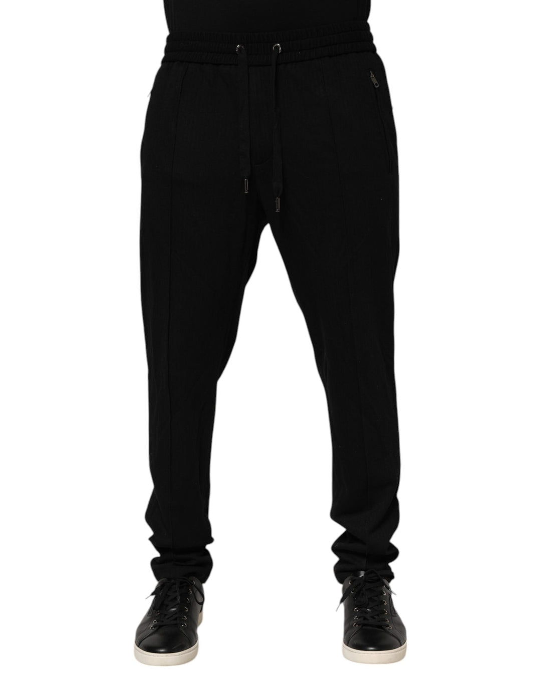 Dolce &amp; Gabbana Black Viscose Skinny Logo Men Jogger Pants