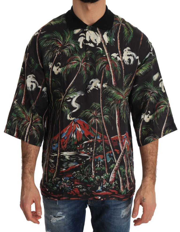 Dolce &amp; Gabbana Black Volcano Sicily Short Sleeve T-shirt