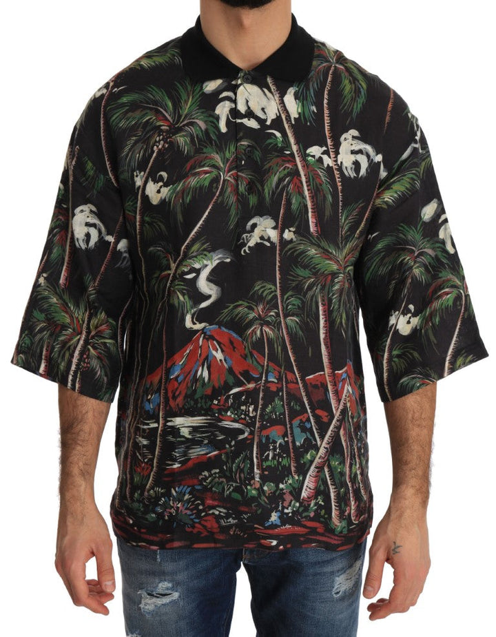Dolce &amp; Gabbana Black Volcano Sicily Short Sleeve T-shirt