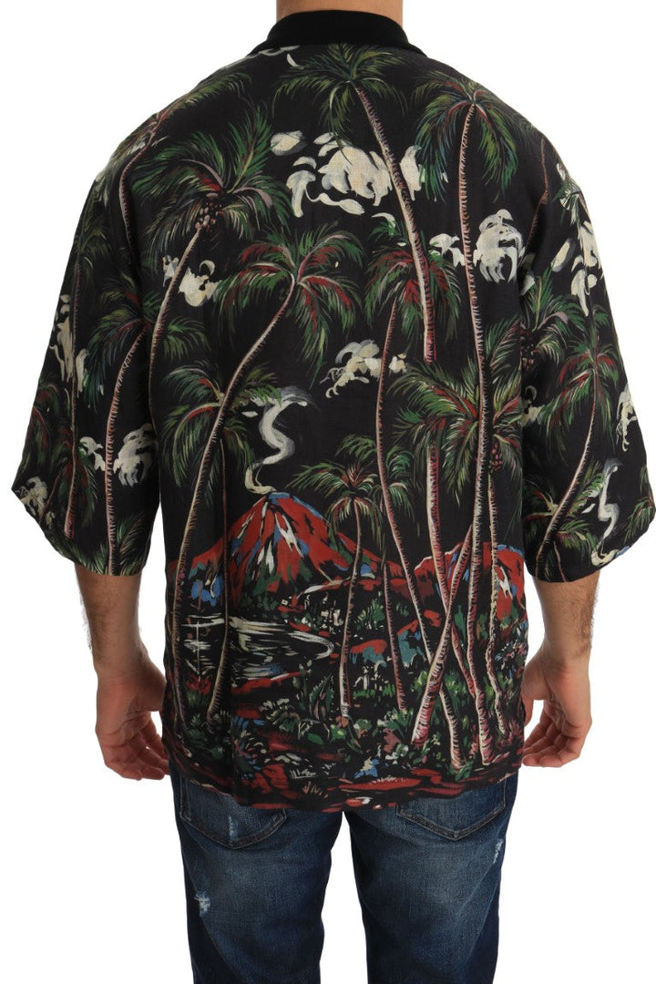 Dolce &amp; Gabbana Black Volcano Sicily Short Sleeve T-shirt