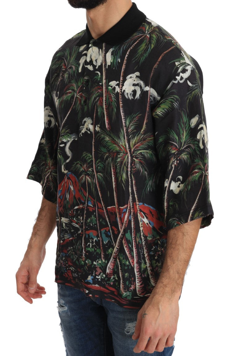 Dolce &amp; Gabbana Black Volcano Sicily Short Sleeve T-shirt