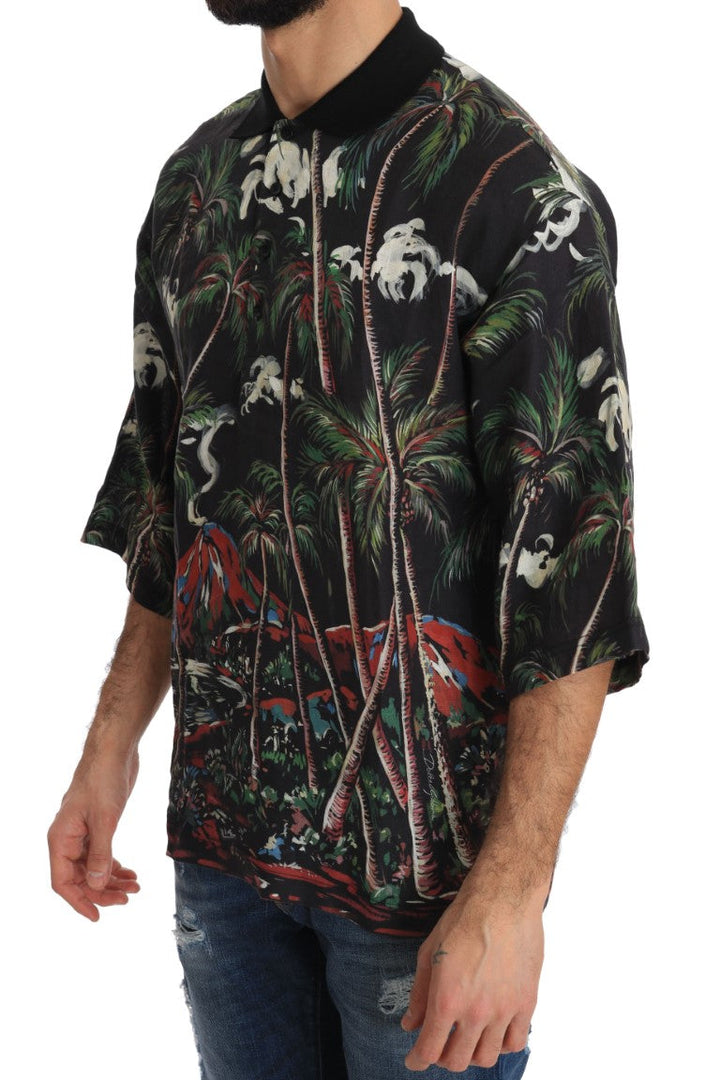 Dolce &amp; Gabbana Black Volcano Sicily Short Sleeve T-shirt