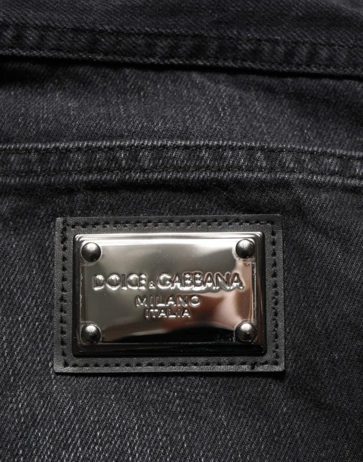 Dolce &amp; Gabbana Black Washed Cotton Skinny Men Denim Jeans