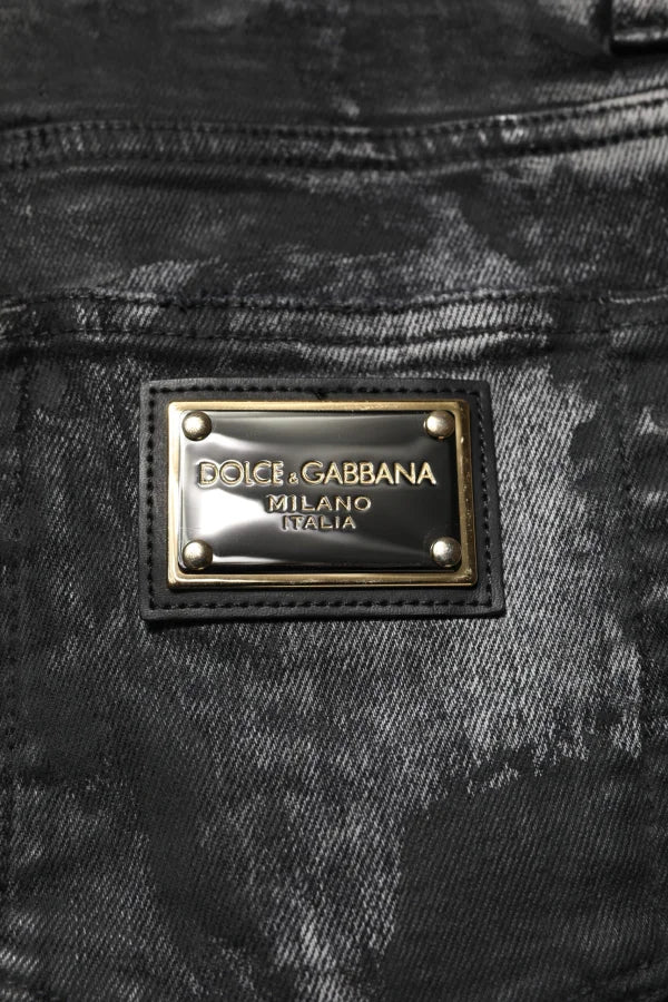 Dolce &amp; Gabbana Black Washed Embellished Skinny Denim Jeans