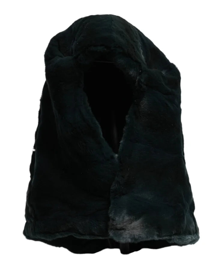 Dolce &amp; Gabbana Black Weasel Fur Womens Beanie Hat