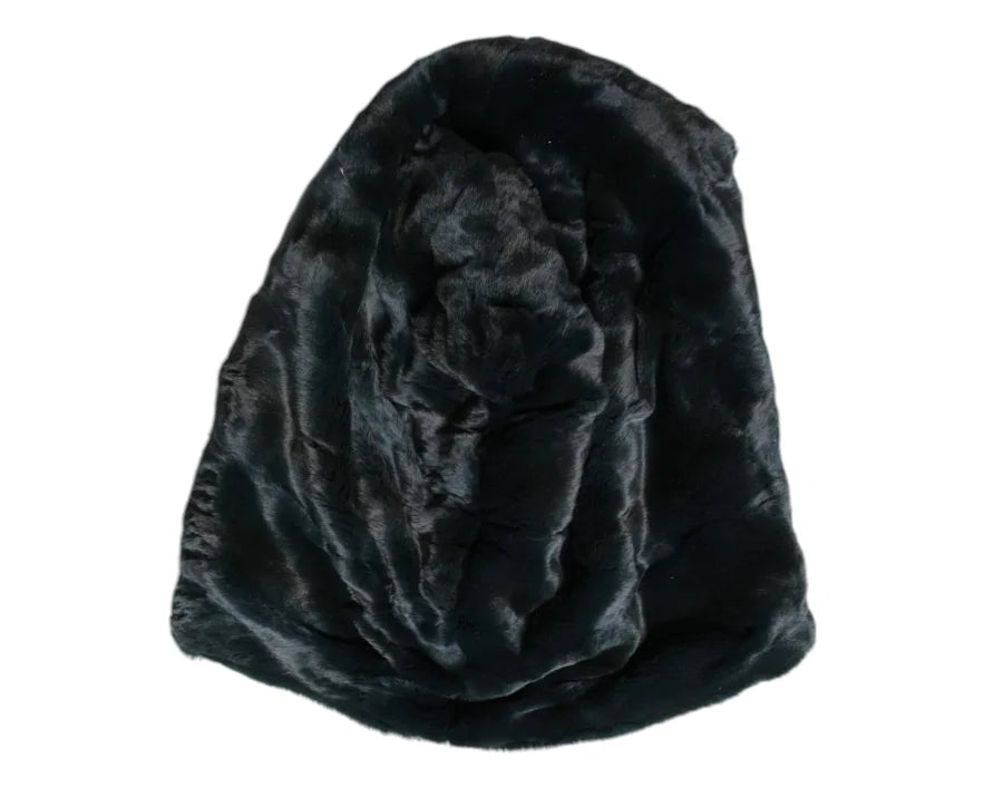 Dolce &amp; Gabbana Black Weasel Fur Womens Beanie Hat